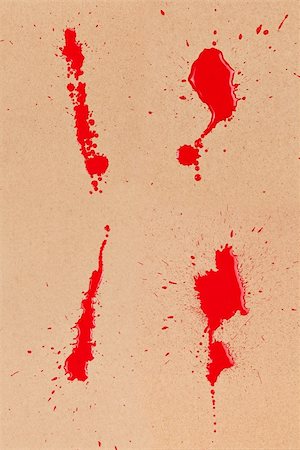 simsearch:400-04447483,k - Composite of 4 red/blood stains and spatter on brown cardboard. Stockbilder - Microstock & Abonnement, Bildnummer: 400-06203301