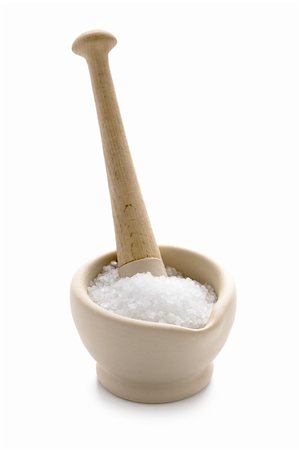 seasalt cut out - salt crystals in a pestle and mortar Stock Photo - Budget Royalty-Free & Subscription, Code: 400-06203480