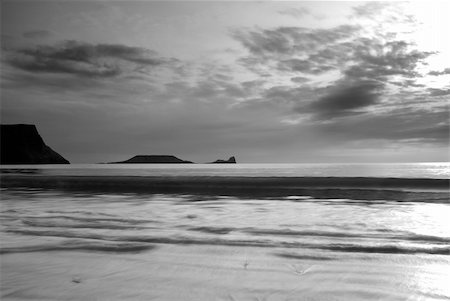 swellphotography (artist) - Monochrome image of Worms-Head, Wales, UK. Stock Photo - Budget Royalty-Free & Subscription, Code: 400-06203912