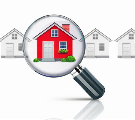 simsearch:400-07952800,k - Vector illustration of real-estate concept with magnifying glass and your dream house Fotografie stock - Microstock e Abbonamento, Codice: 400-06325521