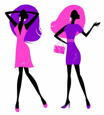 Modern shopping stylized women. Vector Stock Photo - Budget Royalty-Free & Subscription, Code: 400-06325609