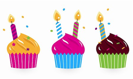 simsearch:400-04291488,k - Collection of birthday cakes on white background. Vector Stock Photo - Budget Royalty-Free & Subscription, Code: 400-06325624