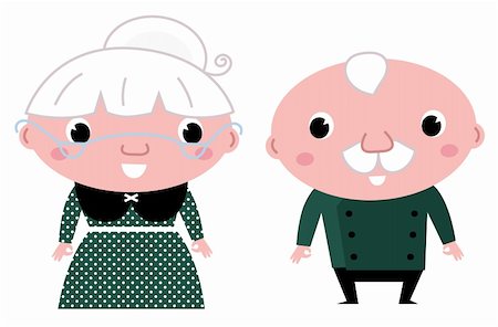 Grandparents - standing stylized seniors. Vector cartoon Stock Photo - Budget Royalty-Free & Subscription, Code: 400-06325656