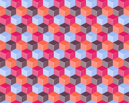 purple and blue tiles - Seamless Pattern with 3d colorful cubes. Vector Illustration Stock Photo - Budget Royalty-Free & Subscription, Code: 400-06325685