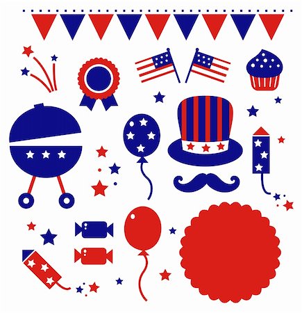 fireworks on a white background - 4th july icons set isolated on white. Vector Foto de stock - Super Valor sin royalties y Suscripción, Código: 400-06325696