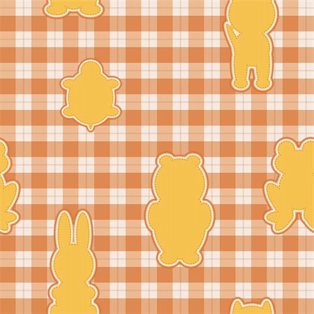 pictures rabbit turtle - Seamless pattern with applications in the shape of an animal on checkered background Stock Photo - Budget Royalty-Free & Subscription, Code: 400-06325724