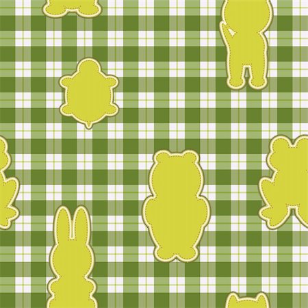 pictures rabbit turtle - Seamless pattern with applications in the shape of an animal on checkered background Stock Photo - Budget Royalty-Free & Subscription, Code: 400-06325723