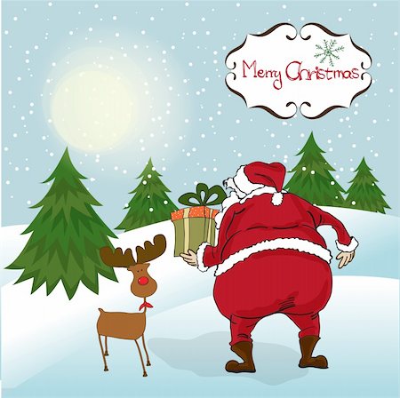 simsearch:400-05710794,k - Santa coming, Christmas greeting card Foto de stock - Super Valor sin royalties y Suscripción, Código: 400-06325734