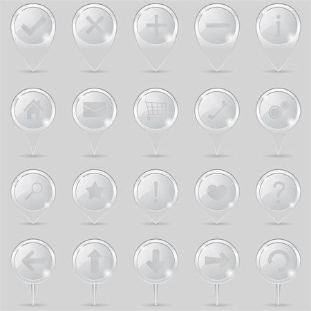 simsearch:400-06088098,k - Set of glass map maprkers with icons, vector eps10 illustration Stock Photo - Budget Royalty-Free & Subscription, Code: 400-06325762
