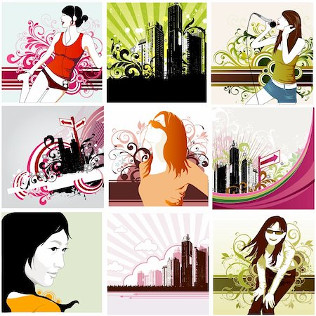 illustration drawing of fashion girl Fotografie stock - Microstock e Abbonamento, Codice: 400-06325905