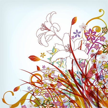 illustration drawing of floral background Photographie de stock - Aubaine LD & Abonnement, Code: 400-06325974