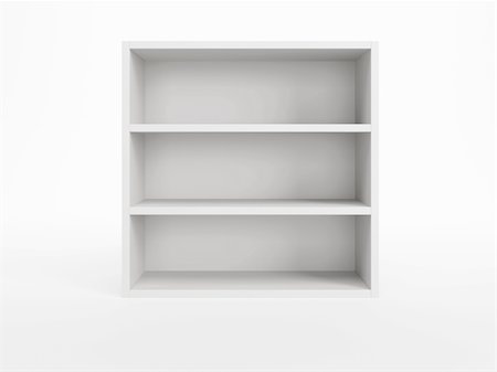 frames on shelf - modern white bookcase, 3d render Stock Photo - Budget Royalty-Free & Subscription, Code: 400-06325972