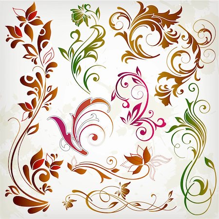 illustration drawing of floral design elements Fotografie stock - Microstock e Abbonamento, Codice: 400-06325985