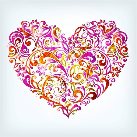 simsearch:400-06326335,k - illustration drawing of abstract floral heart Foto de stock - Super Valor sin royalties y Suscripción, Código: 400-06325982