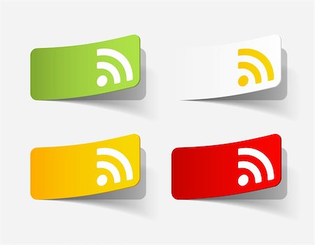 symbols in computers wifi - rss sticker Stock Photo - Budget Royalty-Free & Subscription, Code: 400-06326061