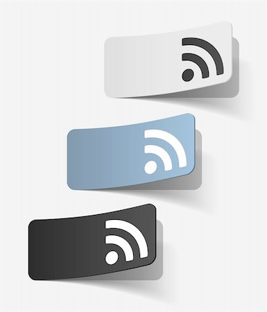 symbols in computers wifi - rss sticker Stock Photo - Budget Royalty-Free & Subscription, Code: 400-06326062