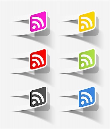symbols in computers wifi - rss sticker Stock Photo - Budget Royalty-Free & Subscription, Code: 400-06326088