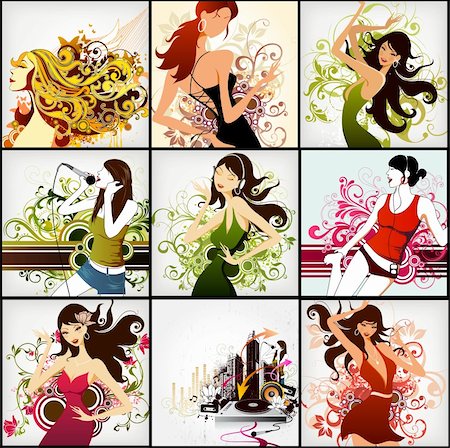 illustration drawing of fashion girl Fotografie stock - Microstock e Abbonamento, Codice: 400-06326191