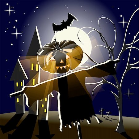 illustration denoted holiday halloween, effigy with pumpkin Stock Photo - Budget Royalty-Free & Subscription, Code: 400-06326193