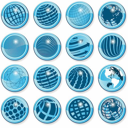 protection vector - illustration nine blue symbols of the planet on white background Stock Photo - Budget Royalty-Free & Subscription, Code: 400-06326266