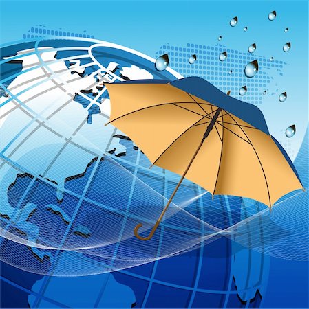 illustration texture globe under the umbrella on net like blue background Stock Photo - Budget Royalty-Free & Subscription, Code: 400-06326316