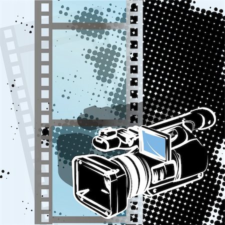 simsearch:400-05179794,k - Illustration, video camera drawn by pencil on background of the film Stock Photo - Budget Royalty-Free & Subscription, Code: 400-06326317