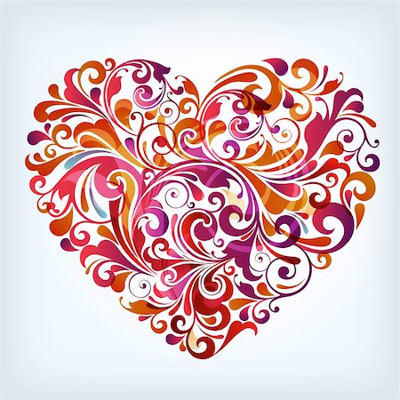 illustration drawing of abstract floral heart Fotografie stock - Microstock e Abbonamento, Codice: 400-06326335