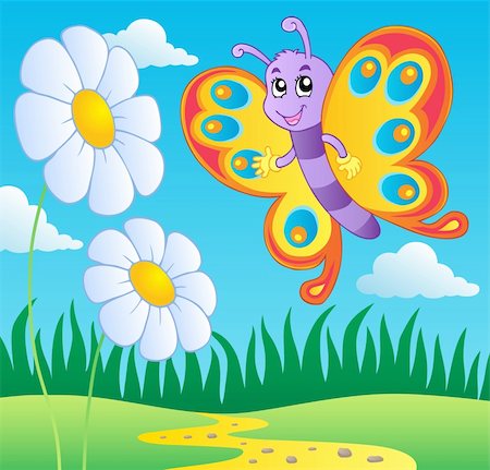 Butterfly theme image 2 - vector illustration. Foto de stock - Super Valor sin royalties y Suscripción, Código: 400-06326505