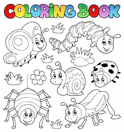 simsearch:400-06326510,k - Coloring book cute bugs 1 - vector illustration. Foto de stock - Royalty-Free Super Valor e Assinatura, Número: 400-06326513