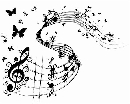 Vector musical notes staff background for design use Stock Photo - Budget Royalty-Free & Subscription, Code: 400-06326601