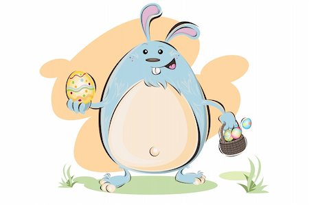 escova (artist) - An Illustration Of Fat Easter Bunny Holding A Basket Of Eggs Stockbilder - Microstock & Abonnement, Bildnummer: 400-06326757