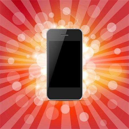 simsearch:400-06568351,k - Phone And Red Sunburst, Isolated On Red Background, Vector Illustration Stockbilder - Microstock & Abonnement, Bildnummer: 400-06326785