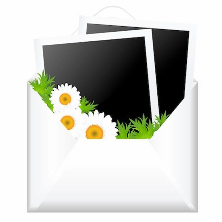 simsearch:400-06326801,k - Open Envelope With Photo And Flowers, Isolated On White Background, Vector Illustration Stock Photo - Budget Royalty-Free & Subscription, Code: 400-06326800