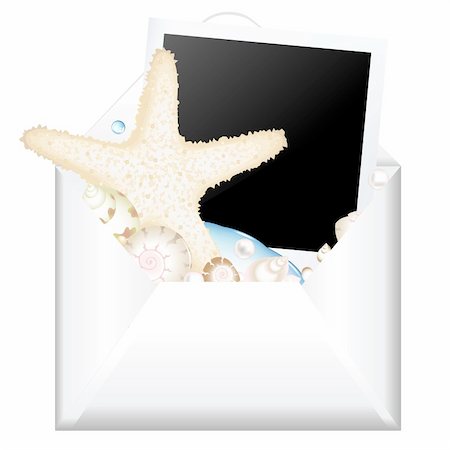 simsearch:400-06326801,k - Open Envelope With Photo And Starfish, Isolated On White Background, Vector Illustration Stock Photo - Budget Royalty-Free & Subscription, Code: 400-06326801