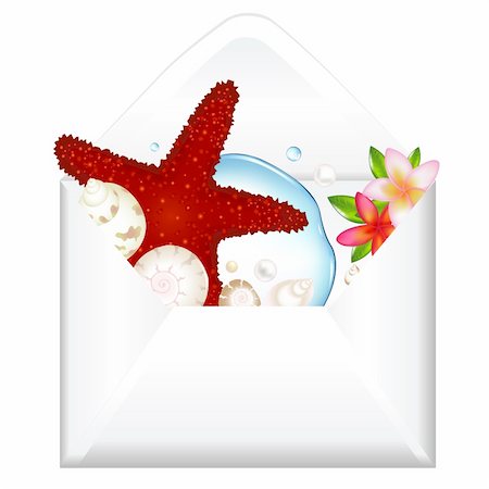 simsearch:400-04638537,k - Open Envelope With Starfish, Isolated On White Background, Vector Illustration Photographie de stock - Aubaine LD & Abonnement, Code: 400-06326803
