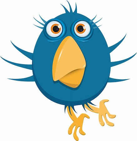 illustration of a blue bird with big eyes Stockbilder - Microstock & Abonnement, Bildnummer: 400-06326866