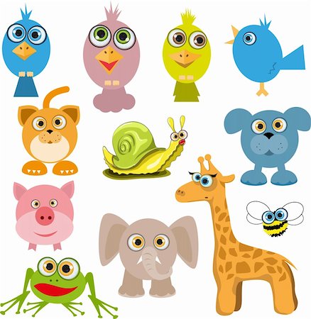 illustration of a set of various cartoon animals Stock Photo - Budget Royalty-Free & Subscription, Code: 400-06326869