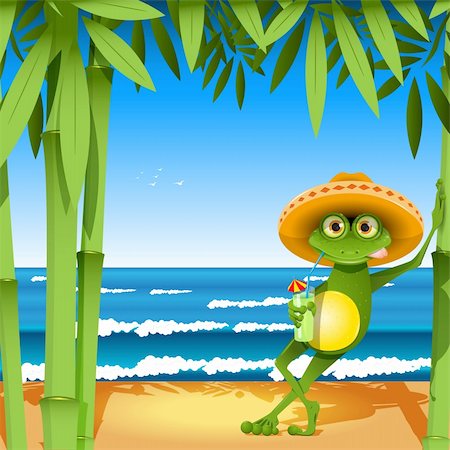 simsearch:400-06326877,k - Illustration a frog on sandy to seacoast Stockbilder - Microstock & Abonnement, Bildnummer: 400-06326876