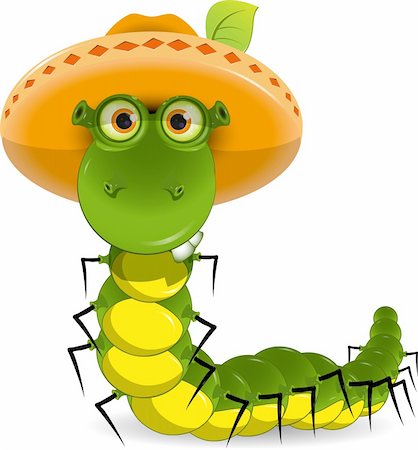 simsearch:400-06326877,k - illustration of a green caterpillar with a hat Stockbilder - Microstock & Abonnement, Bildnummer: 400-06326870
