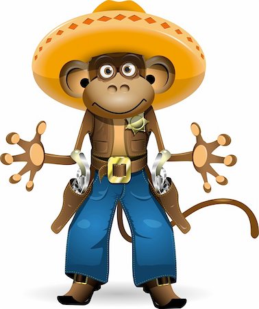 illustration of a monkey in a suit sheriff Photographie de stock - Aubaine LD & Abonnement, Code: 400-06326889
