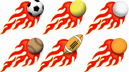 simsearch:400-05115587,k - illustration of various sports balls on fire Foto de stock - Super Valor sin royalties y Suscripción, Código: 400-06326898