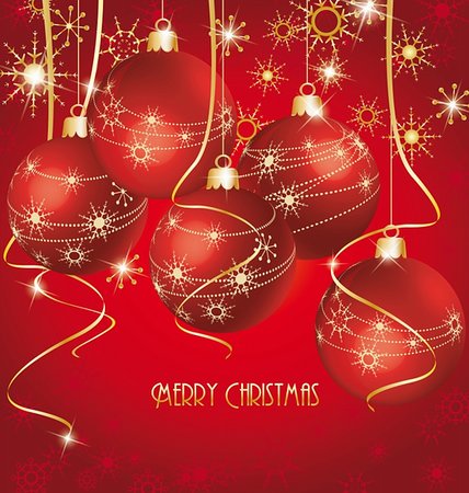 Christmas red background with decorated Christmas balls Stock Photo - Budget Royalty-Free & Subscription, Code: 400-06326964