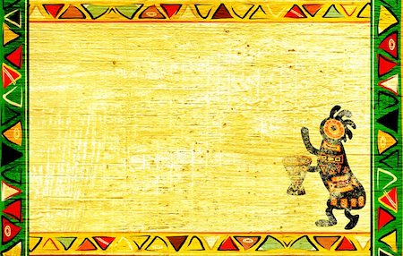 simsearch:400-08493198,k - Dancing musician. Grunge background with African traditional patterns Photographie de stock - Aubaine LD & Abonnement, Code: 400-06327039