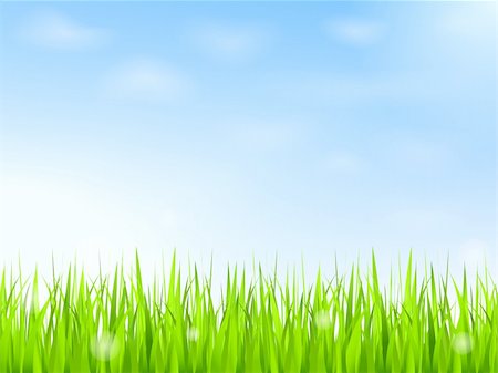 fresh air background - Green grass and blue sky with clouds, vector eps10 illustration Photographie de stock - Aubaine LD & Abonnement, Code: 400-06327069
