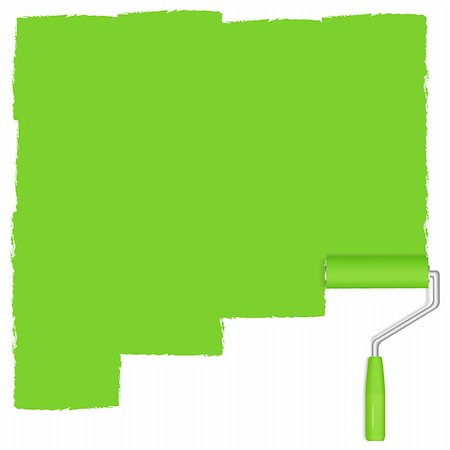 Green background with paint roller Stock Photo - Budget Royalty-Free & Subscription, Code: 400-06327077