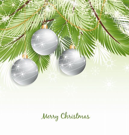 Christmas background with decorated branches Stock Photo - Budget Royalty-Free & Subscription, Code: 400-06327140