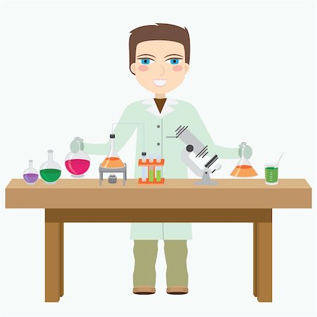 Man chemist do experiment in the laboratory. Also available as a Vector in Adobe illustrator EPS 8 format, compressed in a zip file. Photographie de stock - Aubaine LD & Abonnement, Code: 400-06327161