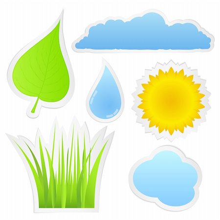 simsearch:400-06928460,k - Stickers with nature elements, vector eps10 illustration Stock Photo - Budget Royalty-Free & Subscription, Code: 400-06327341