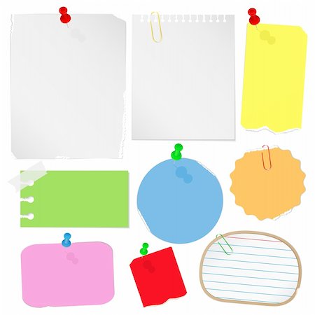 post it note on notice board picture - Ripped Paper Set, vector eps10 illustration Stock Photo - Budget Royalty-Free & Subscription, Code: 400-06327406