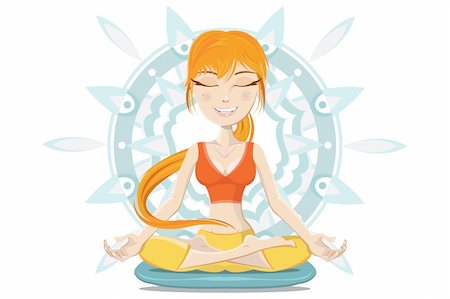 stomach cartoon - Illustration of Young Woman meditating. Preserve Mind, Body & Soul. Stock Photo - Budget Royalty-Free & Subscription, Code: 400-06327484